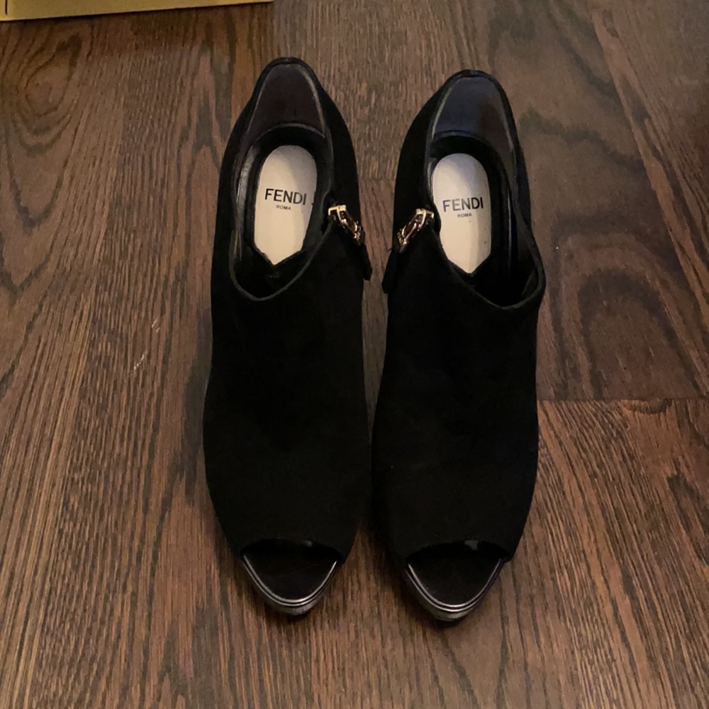 FENDI peep-toe heeled bootie